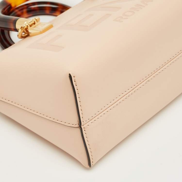 Pre Owned Fendi Peach Leather Mini By The Way Bag