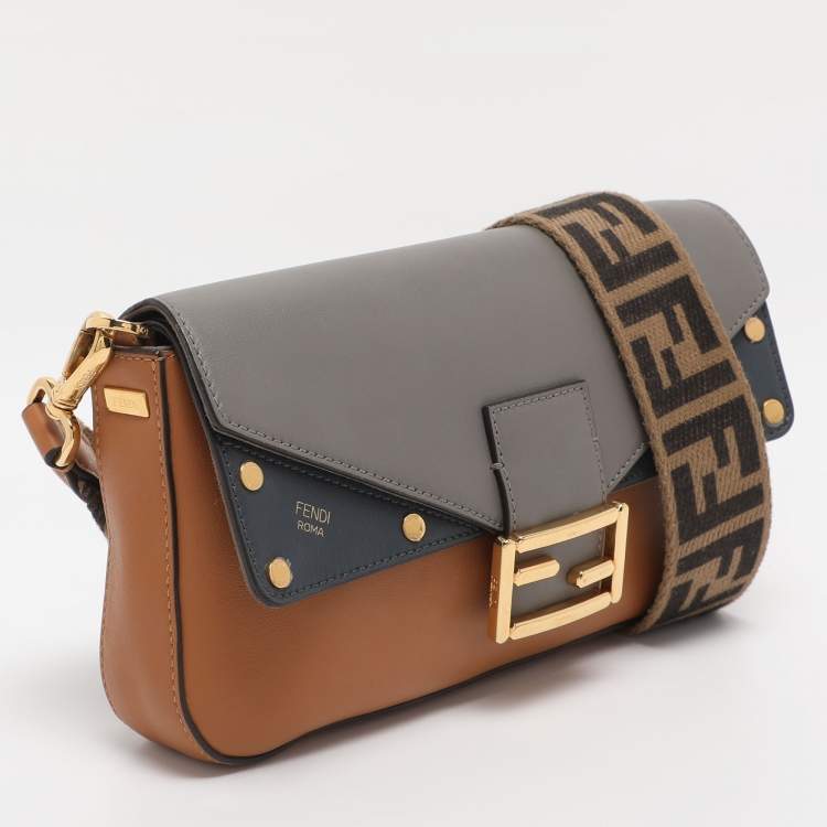 Pre Owned Fendi Multicolor Leather Medium Flip Baguette Crossbody Bag