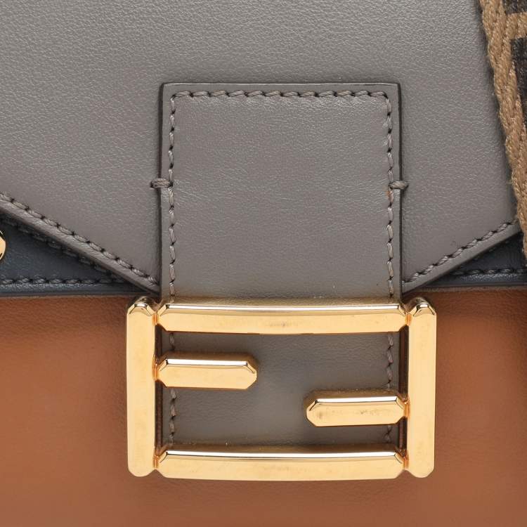 Pre Owned Fendi Multicolor Leather Medium Flip Baguette Crossbody Bag