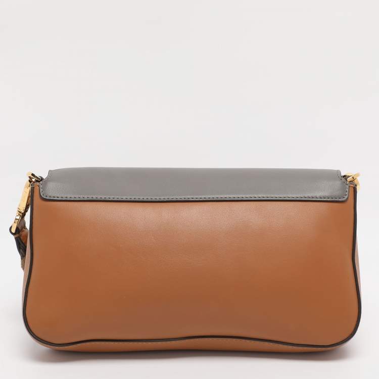 Pre Owned Fendi Multicolor Leather Medium Flip Baguette Crossbody Bag