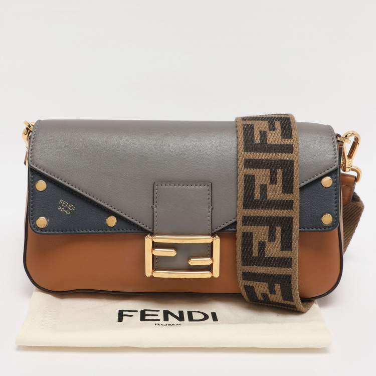 Pre Owned Fendi Multicolor Leather Medium Flip Baguette Crossbody Bag