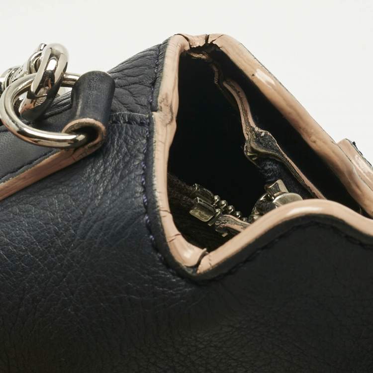 Pre Owned Fendi Navy Blue Leather Medium By The Way Scalloped Bag