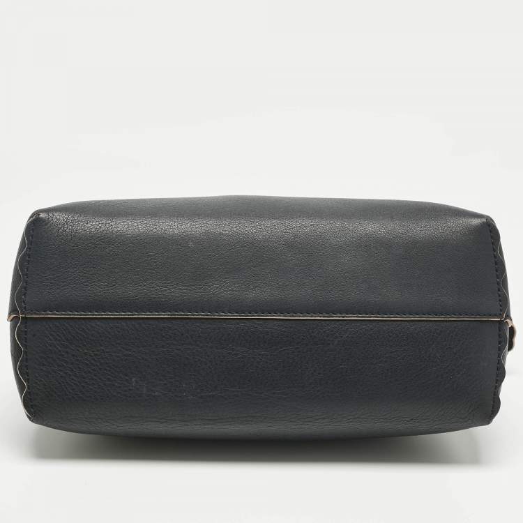 Pre Owned Fendi Navy Blue Leather Medium By The Way Scalloped Bag