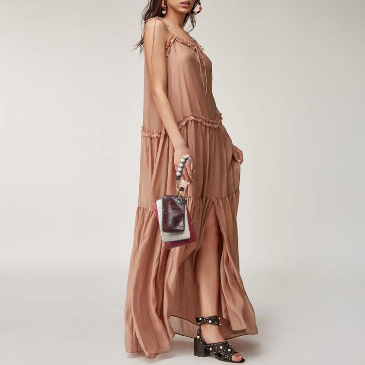 Pre Owned Fendi Multicolor Snakeskin and Leather Triplette Clutch Bag