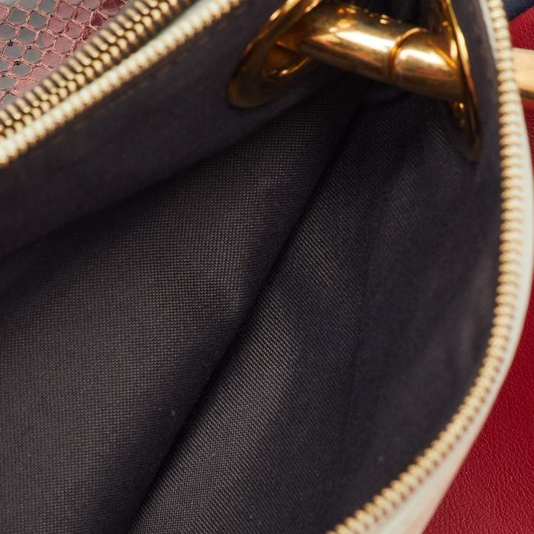 Pre Owned Fendi Multicolor Snakeskin and Leather Triplette Clutch Bag