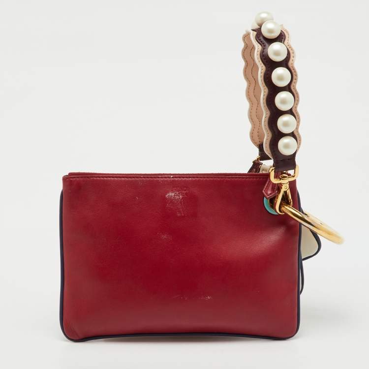 Pre Owned Fendi Multicolor Snakeskin and Leather Triplette Clutch Bag