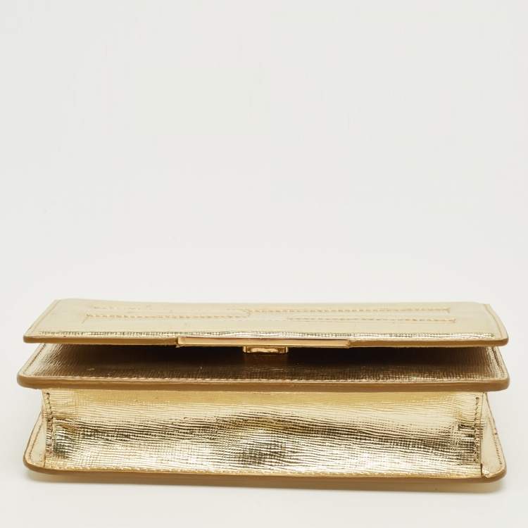 Pre Owned محفظة فندي سلسلة أنبوب جلد سوداء