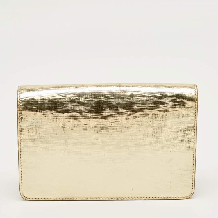 Pre Owned محفظة فندي سلسلة أنبوب جلد سوداء