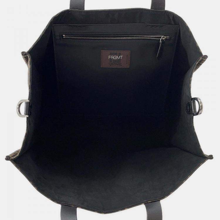 Pre Owned Fendi Fragment 2-Way Tote Bag Pokemon Dragonite Brown/Black Canvas