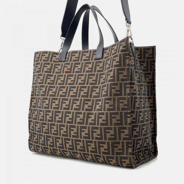 Pre Owned Fendi Fragment 2-Way Tote Bag Pokemon Dragonite Brown/Black Canvas