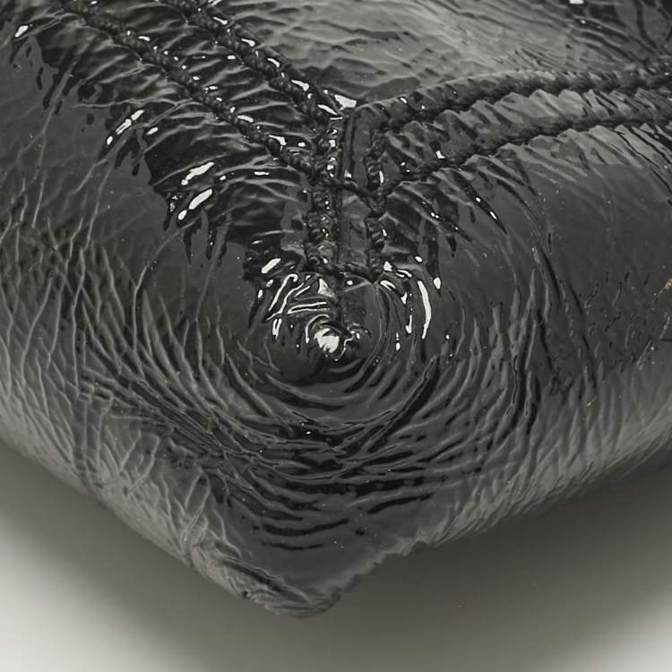 Pre Owned Fendi Black Patent Leather Baguette Clutch