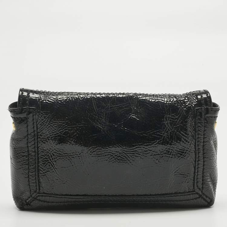 Pre Owned Fendi Black Patent Leather Baguette Clutch