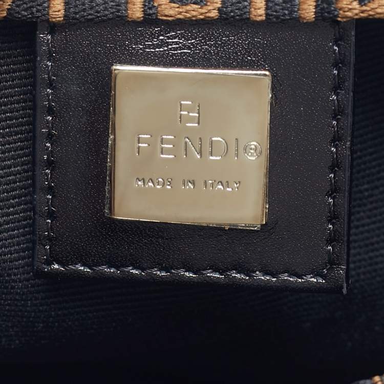 Pre Owned Fendi Black/Brown Canvas Logo Tote