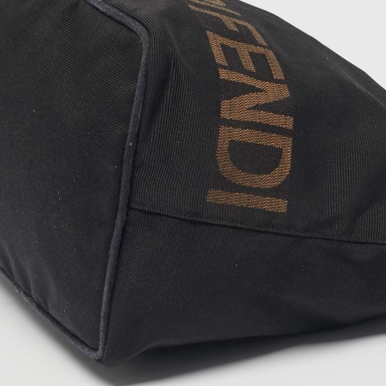 Pre Owned Fendi Black/Brown Canvas Logo Tote