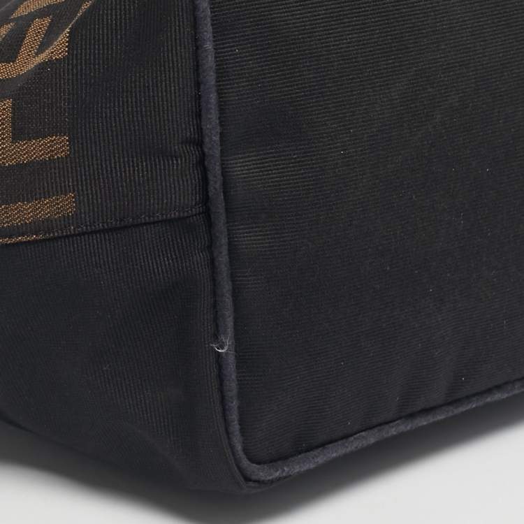 Pre Owned Fendi Black/Brown Canvas Logo Tote