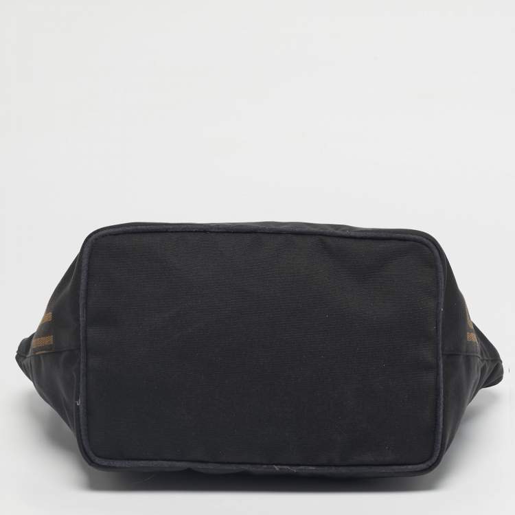 Pre Owned Fendi Black/Brown Canvas Logo Tote