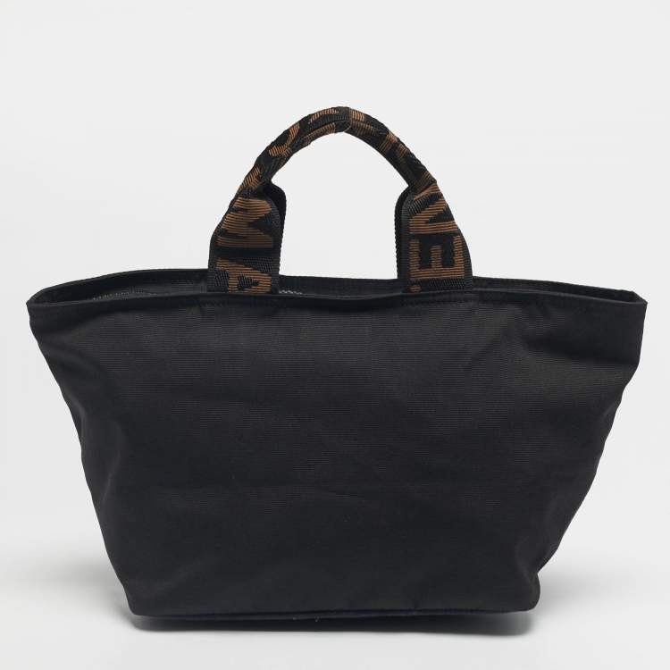 Pre Owned Fendi Black/Brown Canvas Logo Tote
