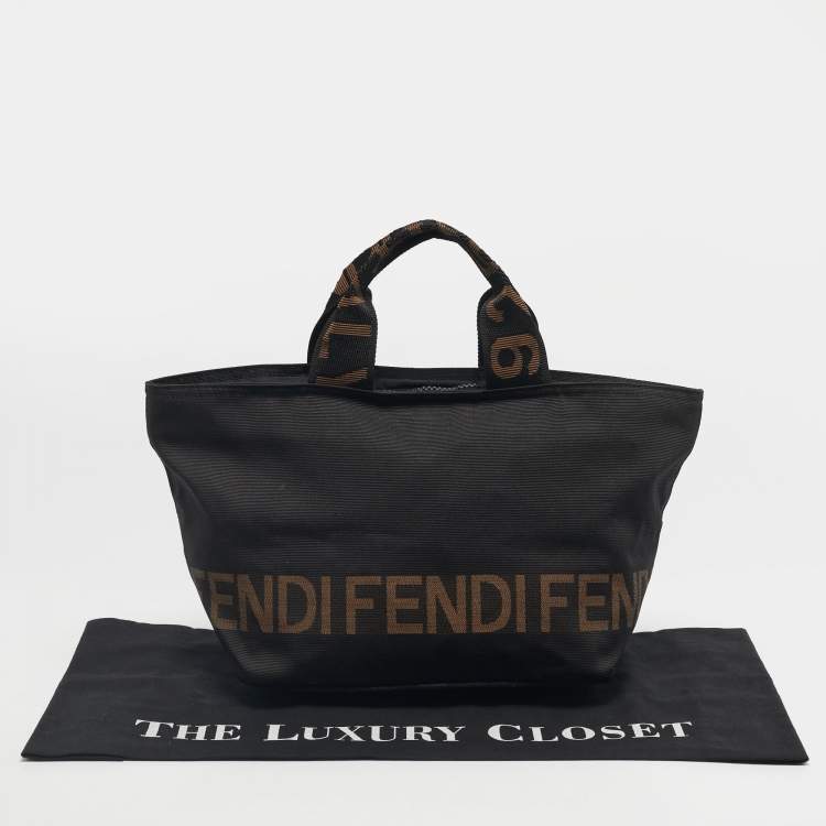 Pre Owned Fendi Black/Brown Canvas Logo Tote