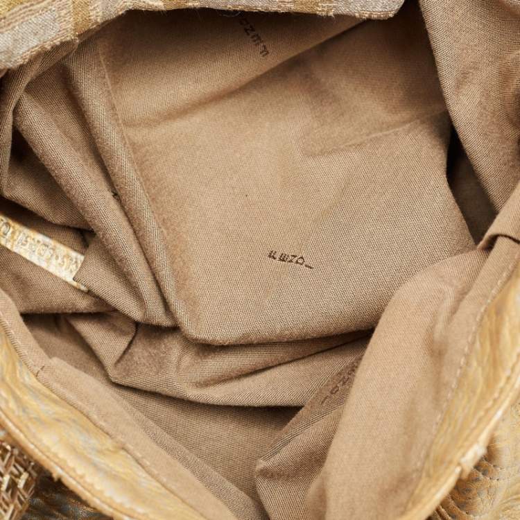 Pre Owned Fendi Gold Textured Leather Spy Hobo