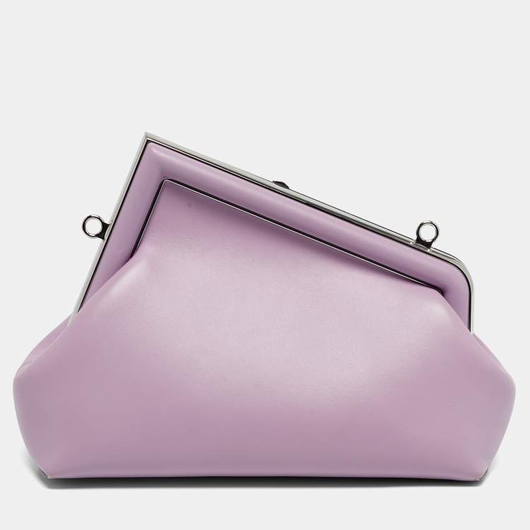 Pre Owned Fendi Lilac Leather Small Fendi First Clutch Bag