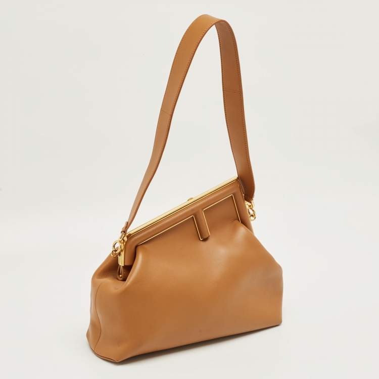 Pre Owned Fendi Brown Leather Medium First Shoulder Bag