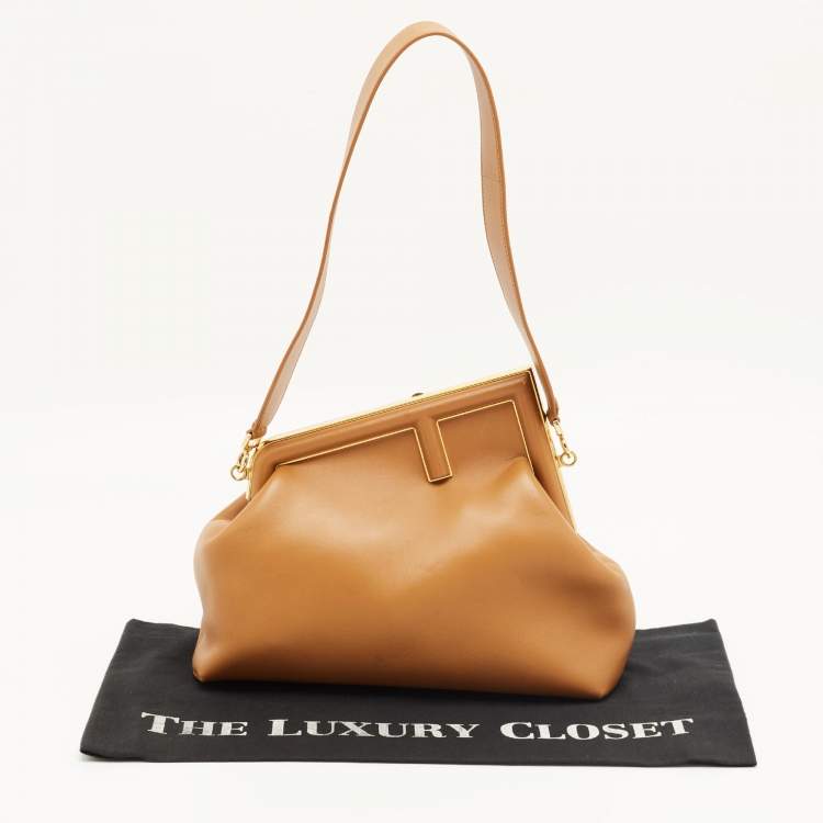 Pre Owned Fendi Brown Leather Medium First Shoulder Bag
