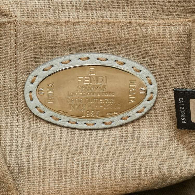 Pre Owned Fendi Mint Green Selleria Leather Firenze Frame Tote