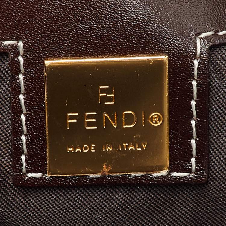 Pre Owned Fendi Brown Zucchino Coated Canvas Mama Baguette Bag