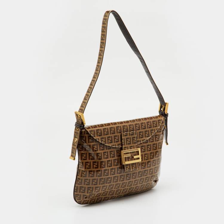 Pre Owned Fendi Brown Zucchino Coated Canvas Mama Baguette Bag