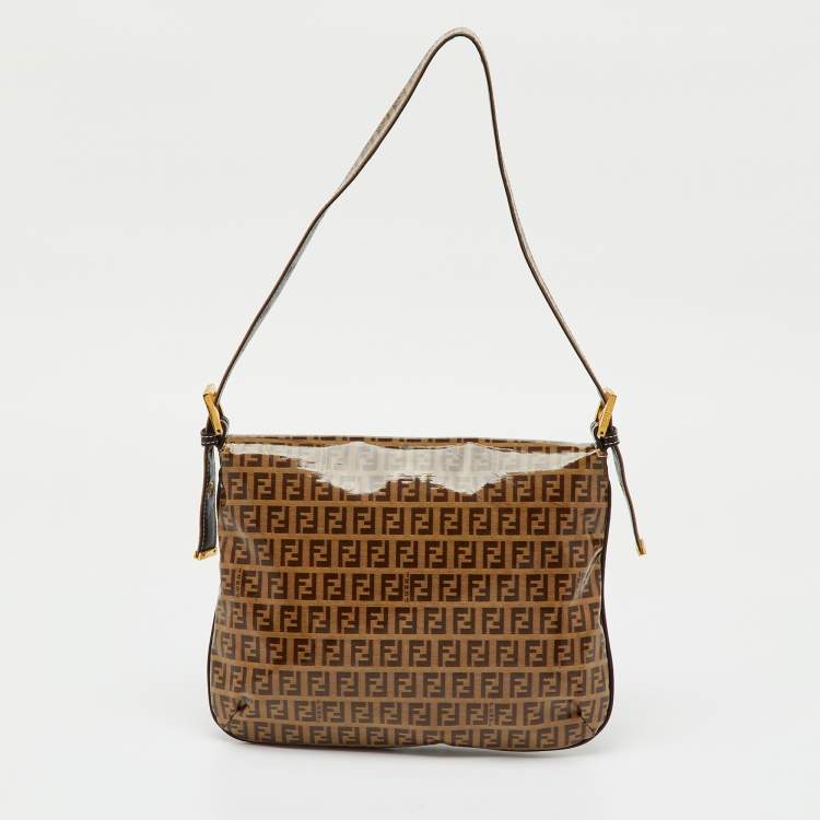 Pre Owned Fendi Brown Zucchino Coated Canvas Mama Baguette Bag