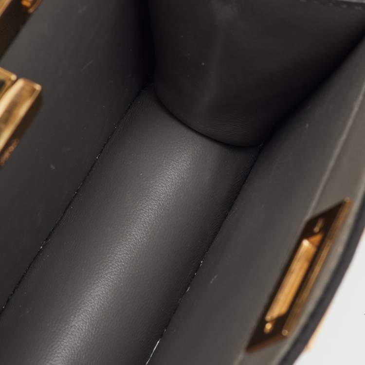 Pre Owned Fendi Grey/White Lizard Peekaboo ISeeU Petite Top Handle Bag