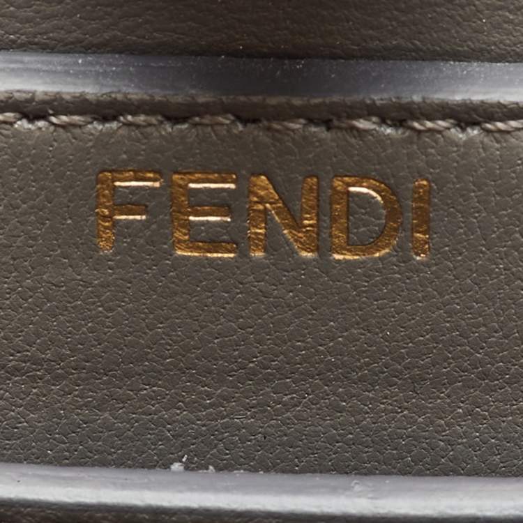 Pre Owned Fendi Grey/White Lizard Peekaboo ISeeU Petite Top Handle Bag