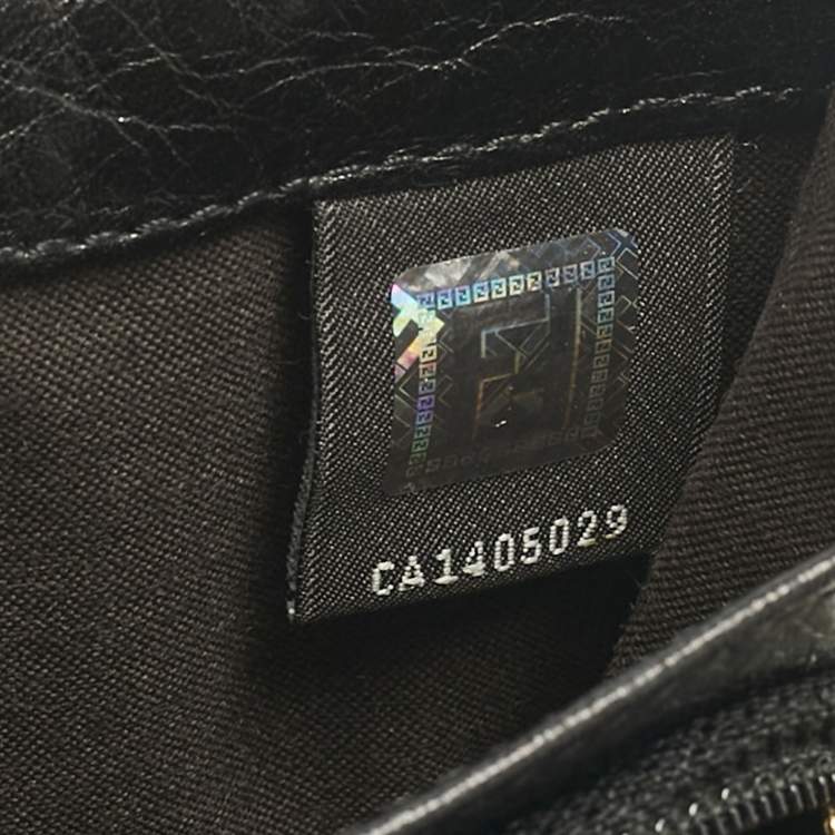 Pre Owned Fendi Black Zucca Fabric and Leather Logo Trifold Continental Wallet