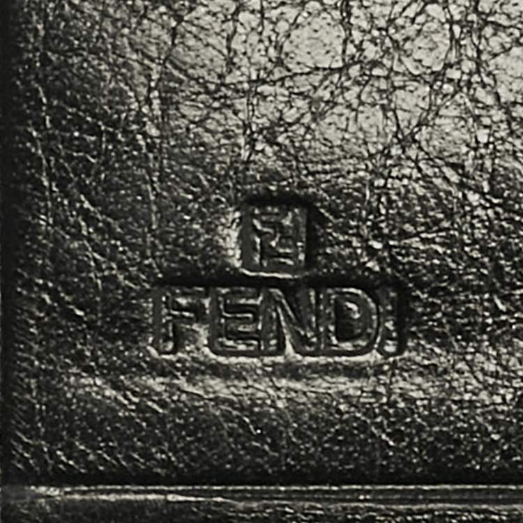 Pre Owned Fendi Black Zucca Fabric and Leather Logo Trifold Continental Wallet