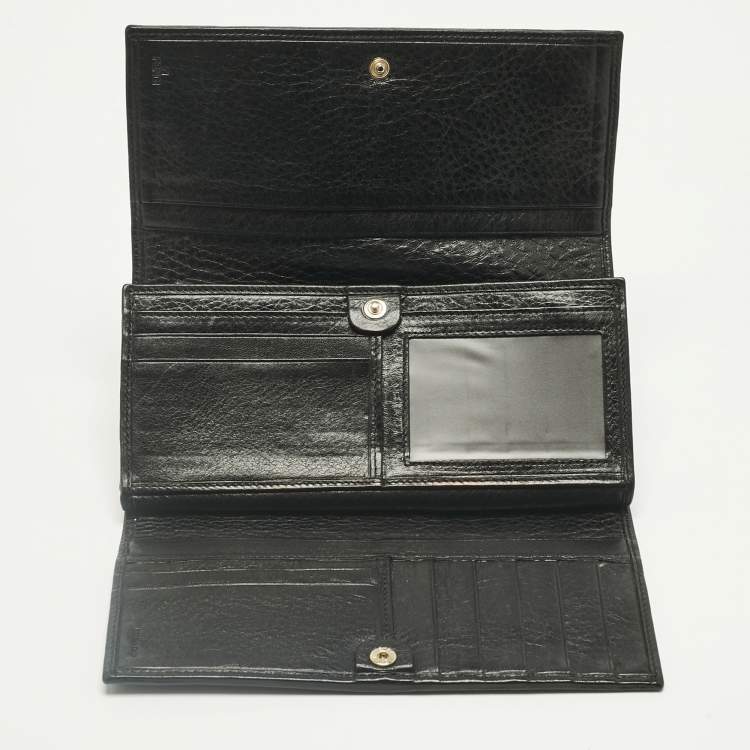 Pre Owned Fendi Black Zucca Fabric and Leather Logo Trifold Continental Wallet