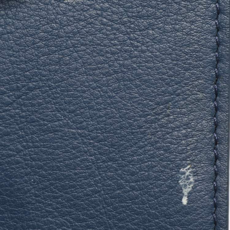 Pre Owned Fendi Blue Leather Dotcom Top Handle Bag