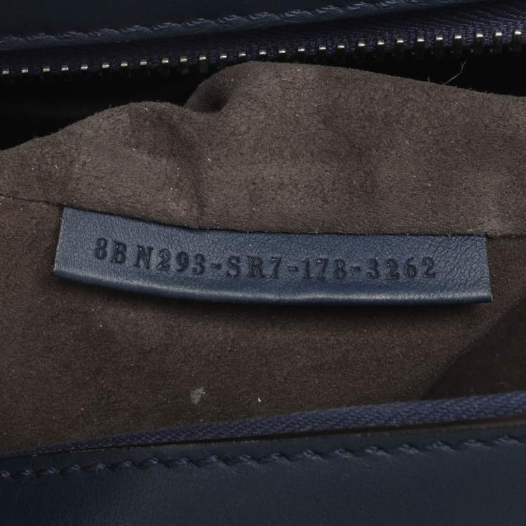 Pre Owned Fendi Blue Leather Dotcom Top Handle Bag