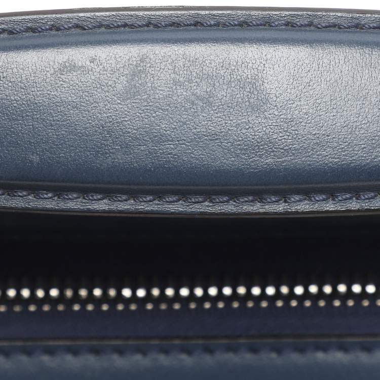 Pre Owned Fendi Blue Leather Dotcom Top Handle Bag