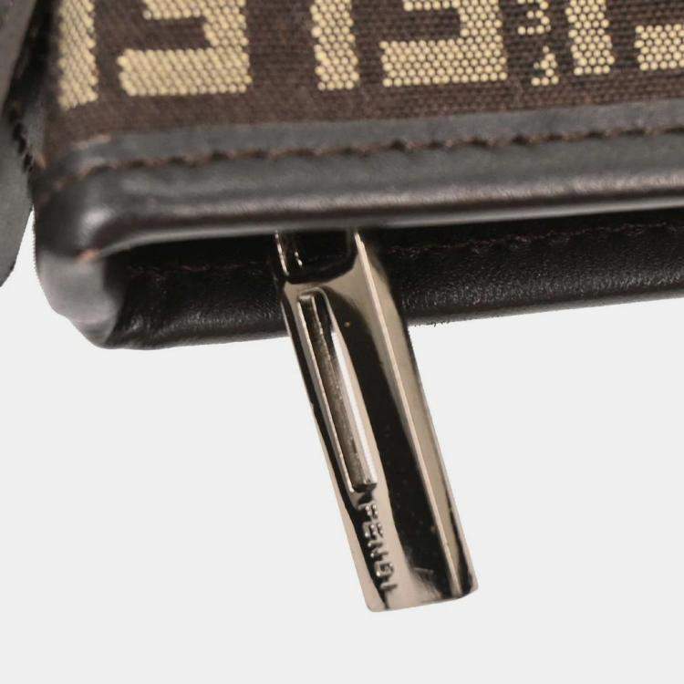 Pre Owned Fendi Brown Zucchino Shoulder Bag