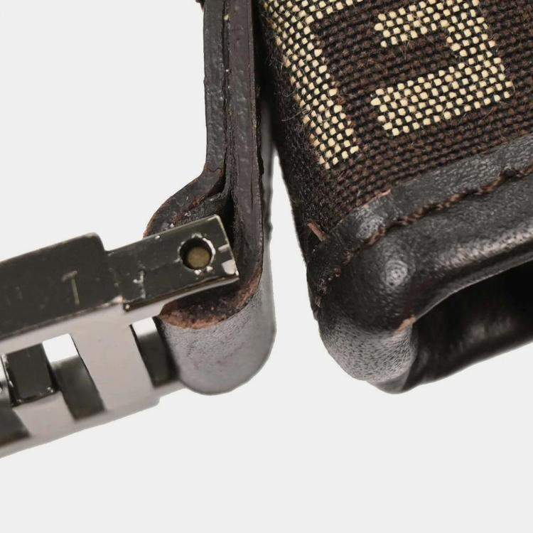 Pre Owned Fendi Brown Zucchino Shoulder Bag