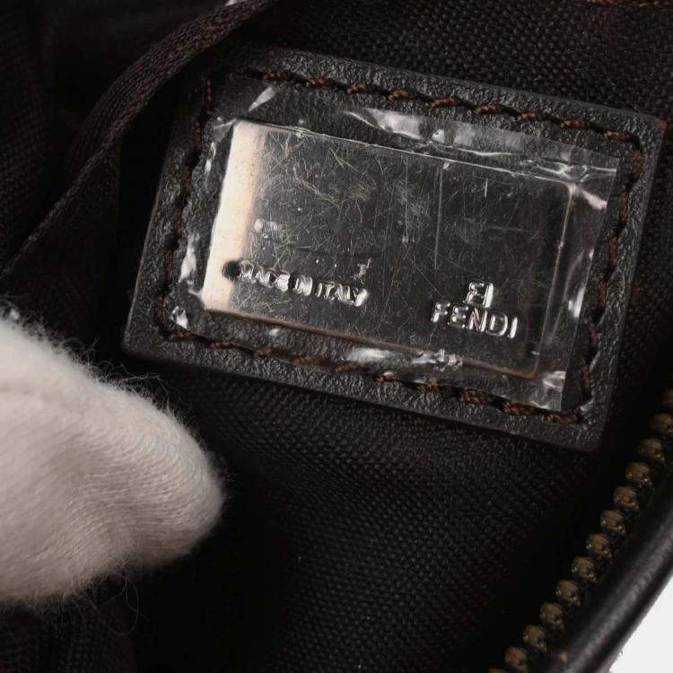 Pre Owned Fendi Brown Zucchino Shoulder Bag