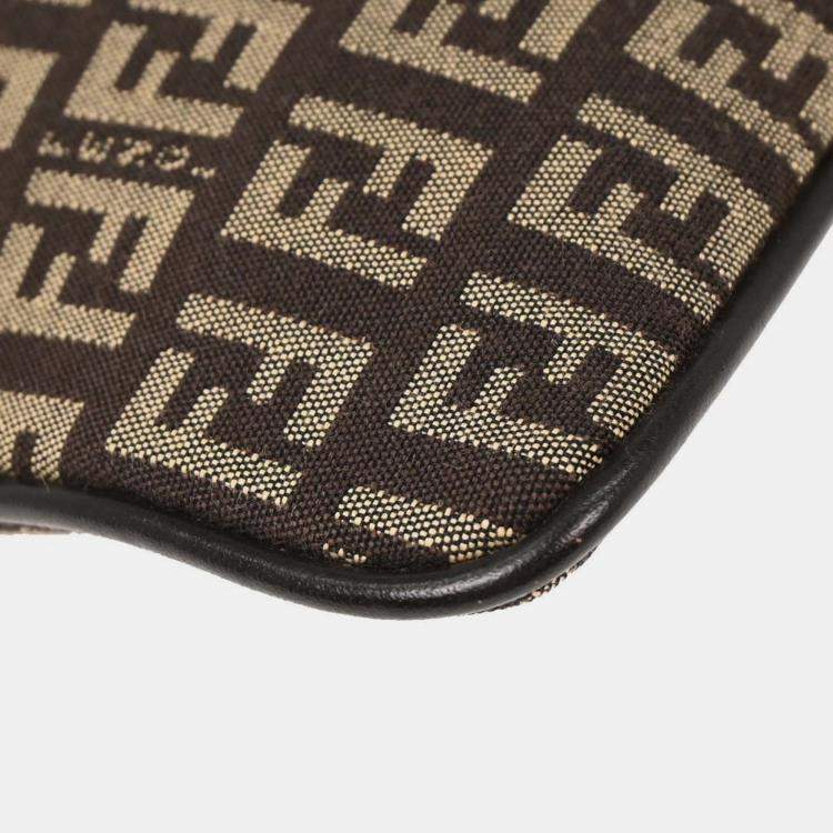 Pre Owned Fendi Brown Zucchino Shoulder Bag