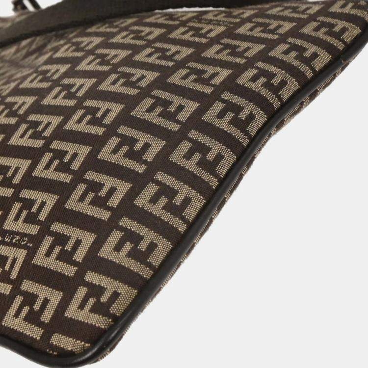 Pre Owned Fendi Brown Zucchino Shoulder Bag