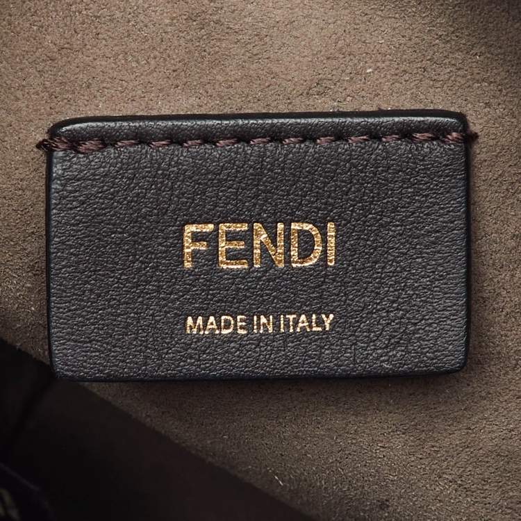 Pre Owned Fendi Brown/Black Zucca Leather Mini Mon Tresor Drawstring Bucket Bag