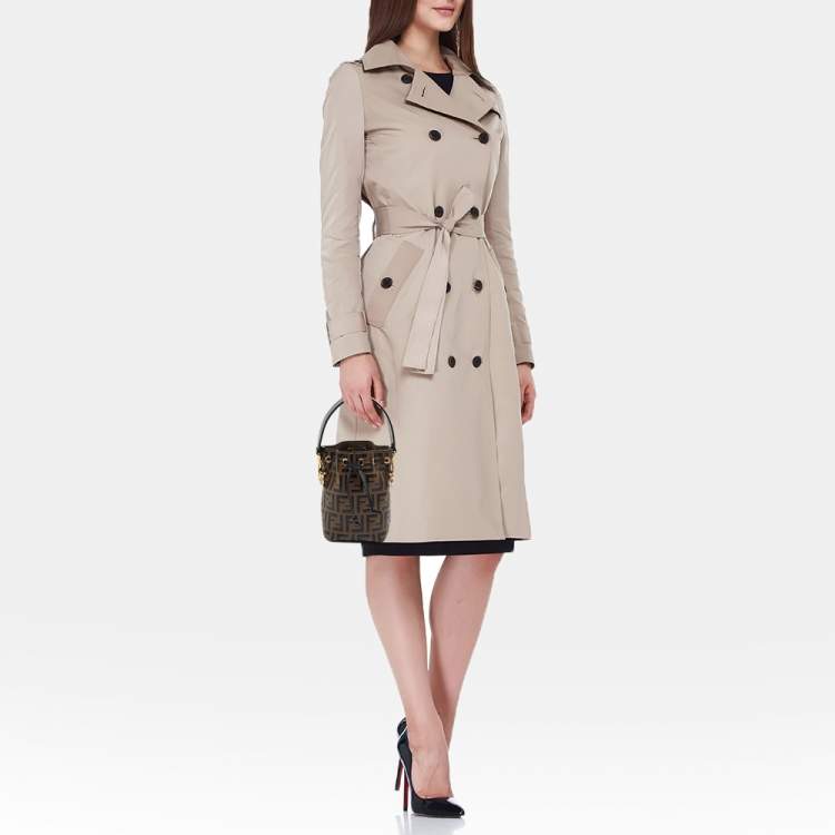 Pre Owned Fendi Brown/Black Zucca Leather Mini Mon Tresor Drawstring Bucket Bag