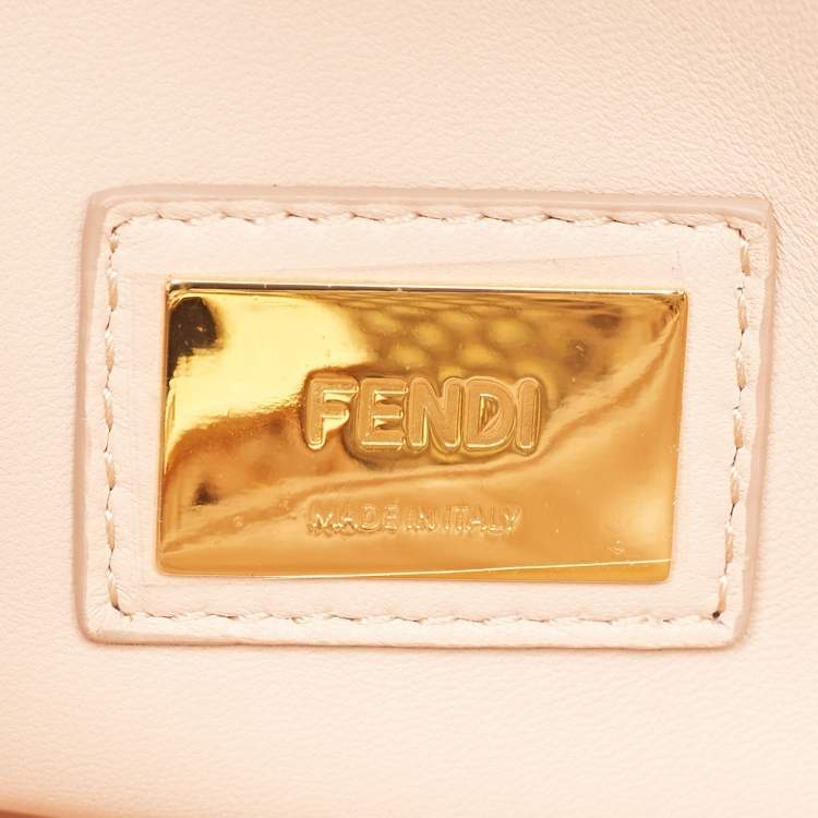 Pre Owned Fendi Green/Beige Python Medium Peekaboo Top Handle Bag