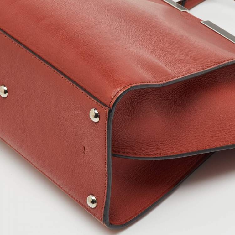 Pre Owned Fendi Burnt Red Leather Medium 3Jours Tote