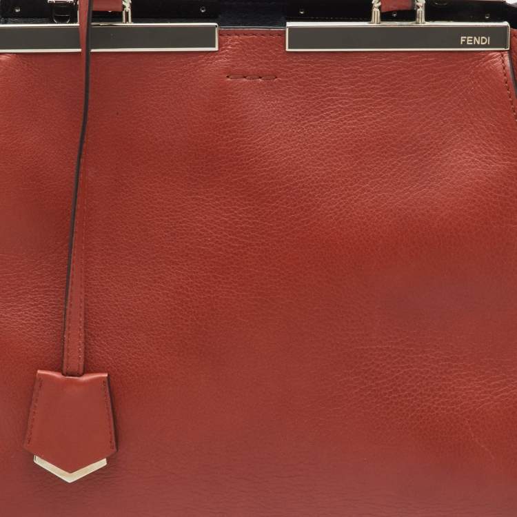 Pre Owned Fendi Burnt Red Leather Medium 3Jours Tote
