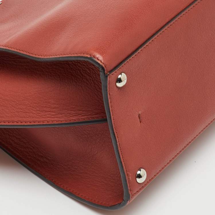 Pre Owned Fendi Burnt Red Leather Medium 3Jours Tote