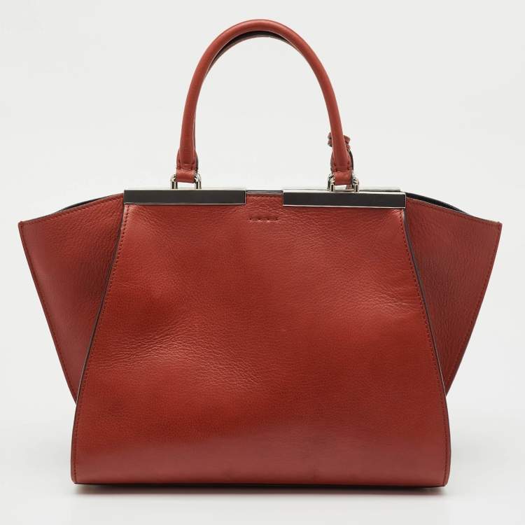 Pre Owned Fendi Burnt Red Leather Medium 3Jours Tote